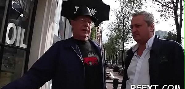  Horny old stud takes a tour in amsterdam&039;s redlight district